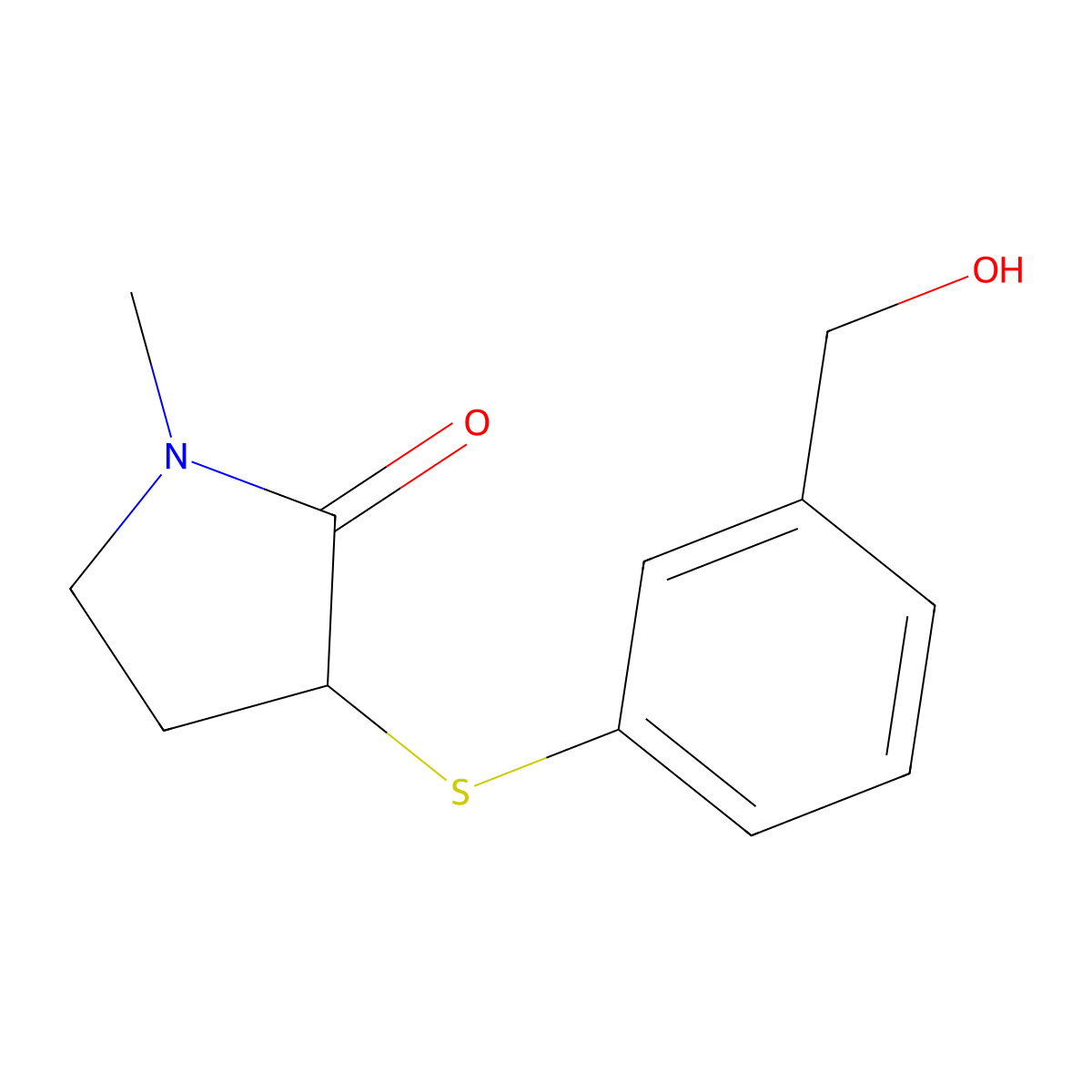 3-{[3-(Hydroxymethyl)phenyl]sulfanyl}-1-methylpyrrolidin-2-one molecular structure, CAS 1500225-39-7