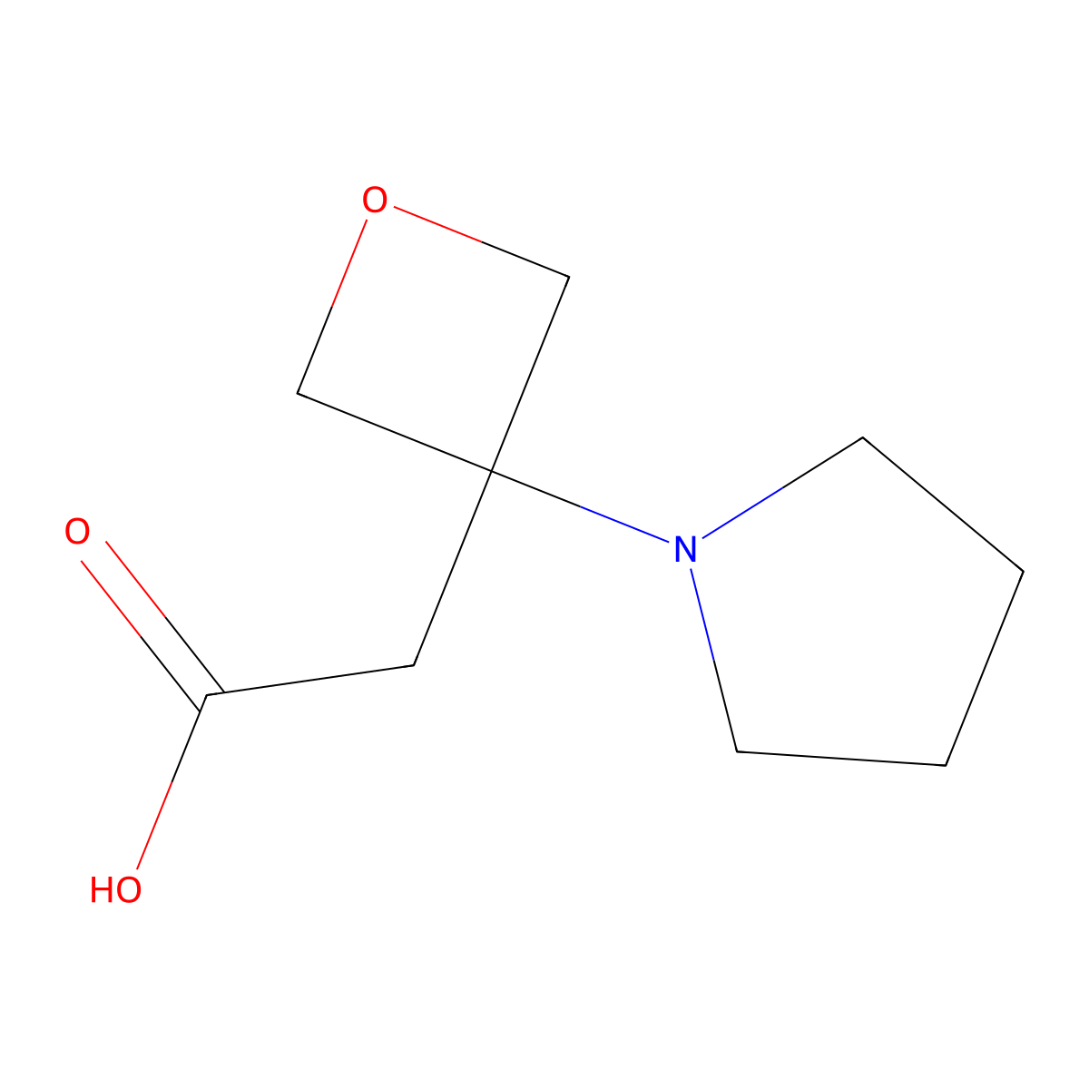 2-[3-(Pyrrolidin-1-yl)oxetan-3-yl]acetic acid molecular structure, CAS 1500231-15-1