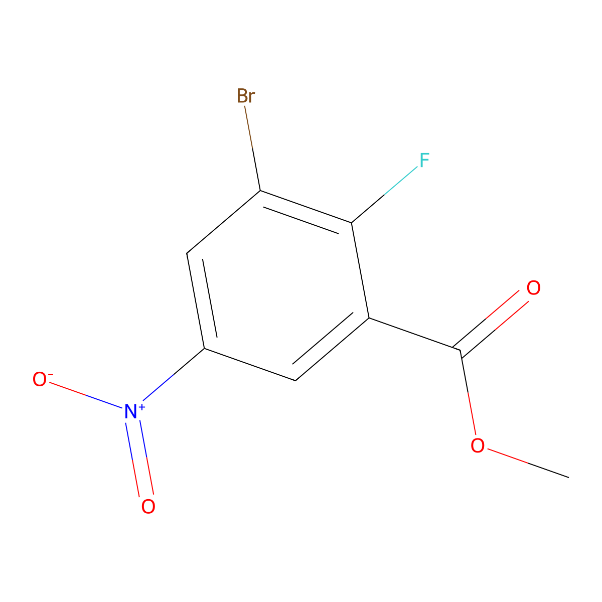 Methyl 3-bromo-2-fluoro-5-nitrobenzoate molecular structure, CAS 1500237-96-6
