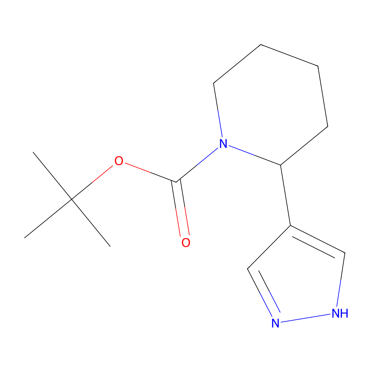 Tert-butyl 2-(1h-pyrazol-4-yl)piperidine-1-carboxylate molecular structure, CAS 1500255-73-1