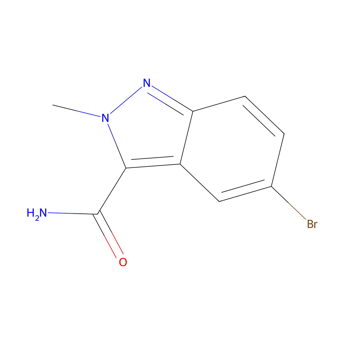 5-Bromo-2-methyl-2H-indazole-3-carboxylic acid amide molecular structure, CAS 1500258-91-2