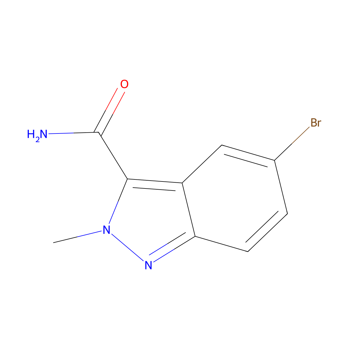 5-Bromo-2-methyl-2H-indazole-3-carboxylic acid amide molecular structure, CAS 1500258-91-2