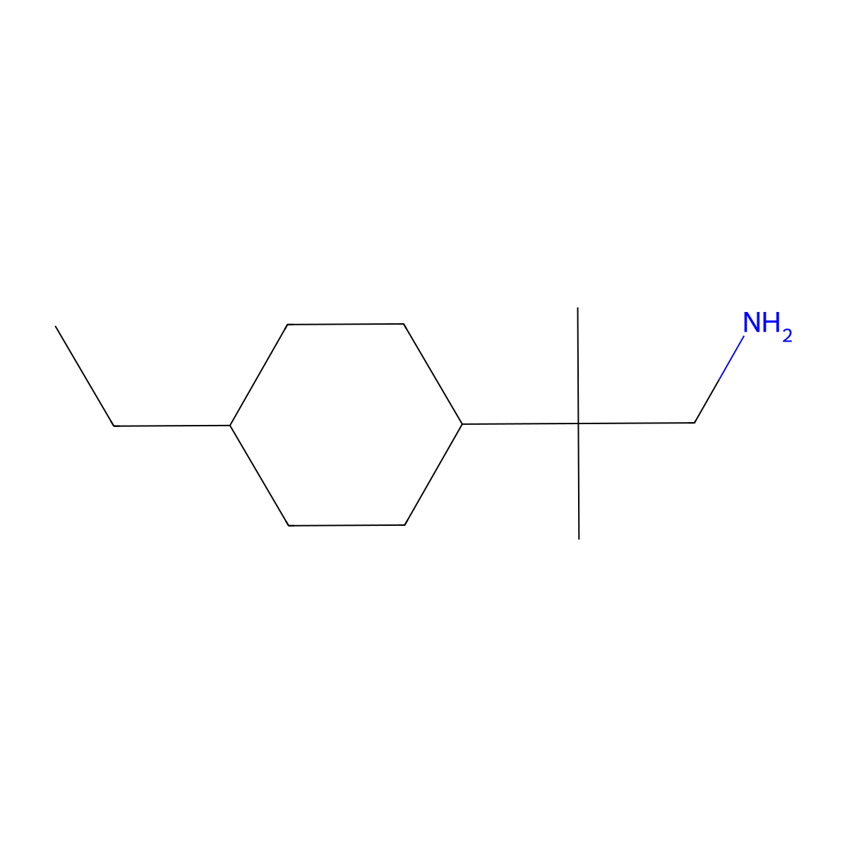 2-(4-Ethylcyclohexyl)-2-methylpropan-1-amine molecular structure, CAS 1500265-92-8