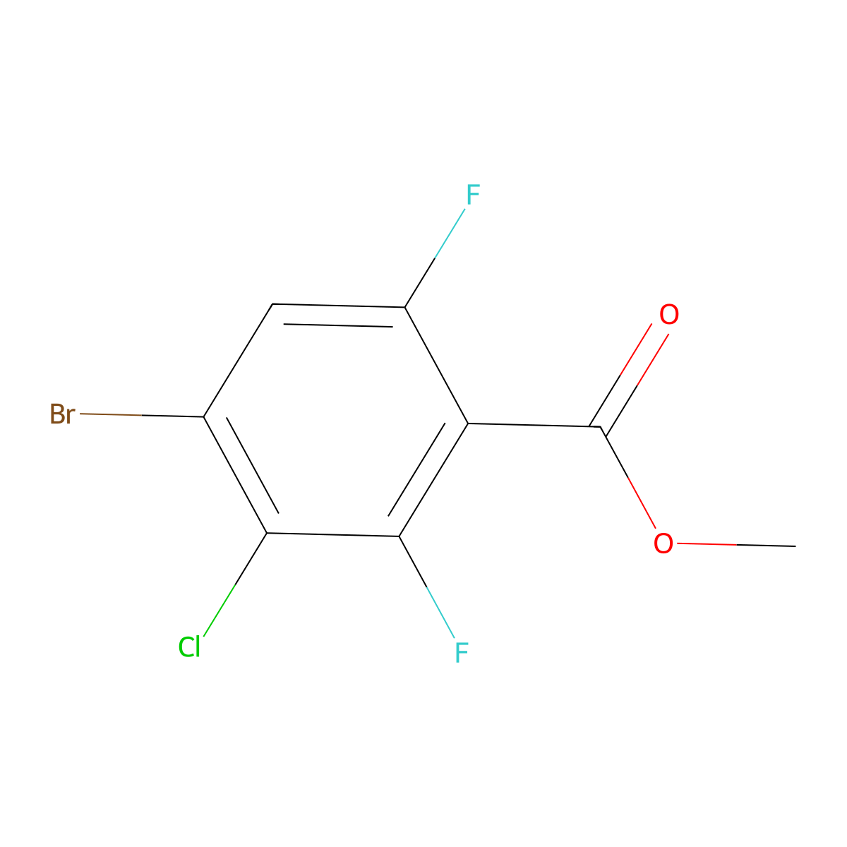 Methyl 4-bromo-3-chloro-2,6-difluorobenzoate molecular structure, CAS 1500268-85-8
