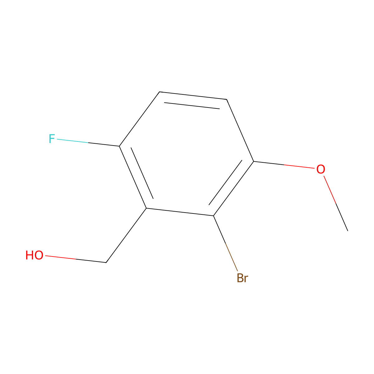 (2-Bromo-6-fluoro-3-methoxyphenyl)methanol molecular structure, CAS 1500279-77-5