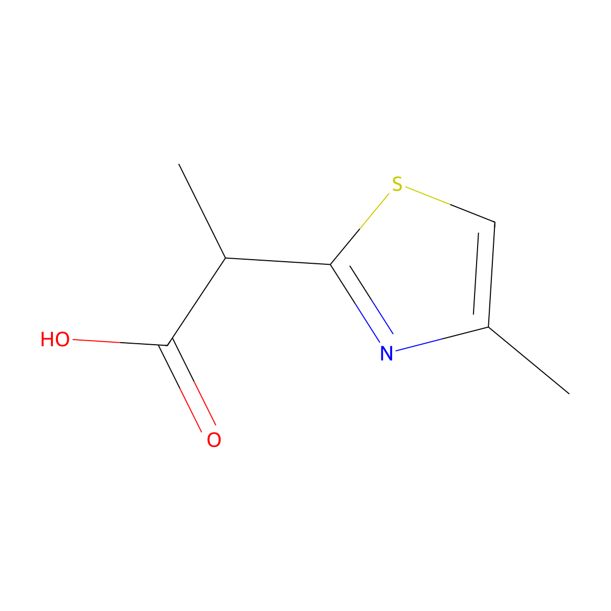2-(4-Methyl-1,3-thiazol-2-yl)propanoic acid molecular structure, CAS 1500281-91-3