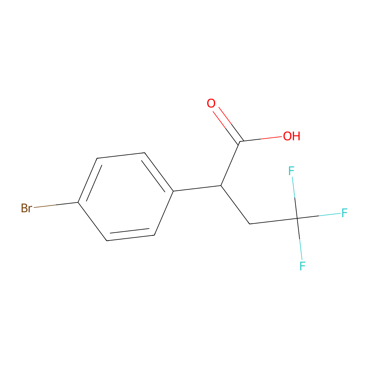 2-(4-Bromophenyl)-4,4,4-trifluorobutanoic acid molecular structure, CAS 1500291-72-4