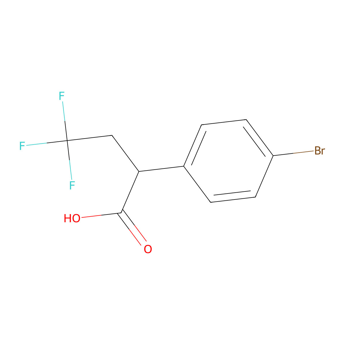 2-(4-Bromophenyl)-4,4,4-trifluorobutanoic acid molecular structure, CAS 1500291-72-4