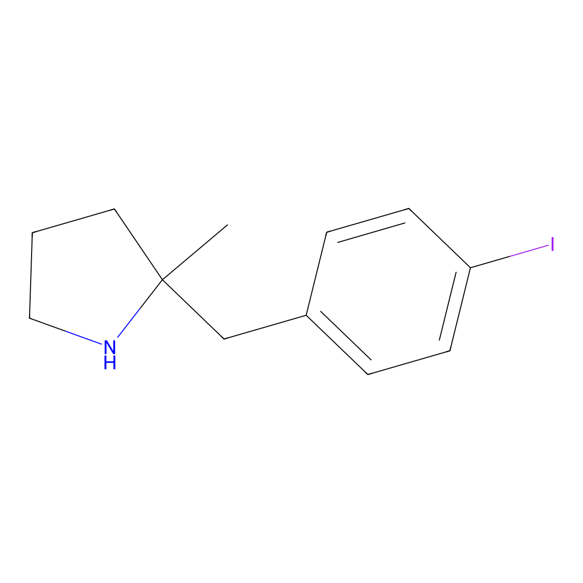 2-[(4-Iodophenyl)methyl]-2-methylpyrrolidine molecular structure, CAS 1500292-98-7