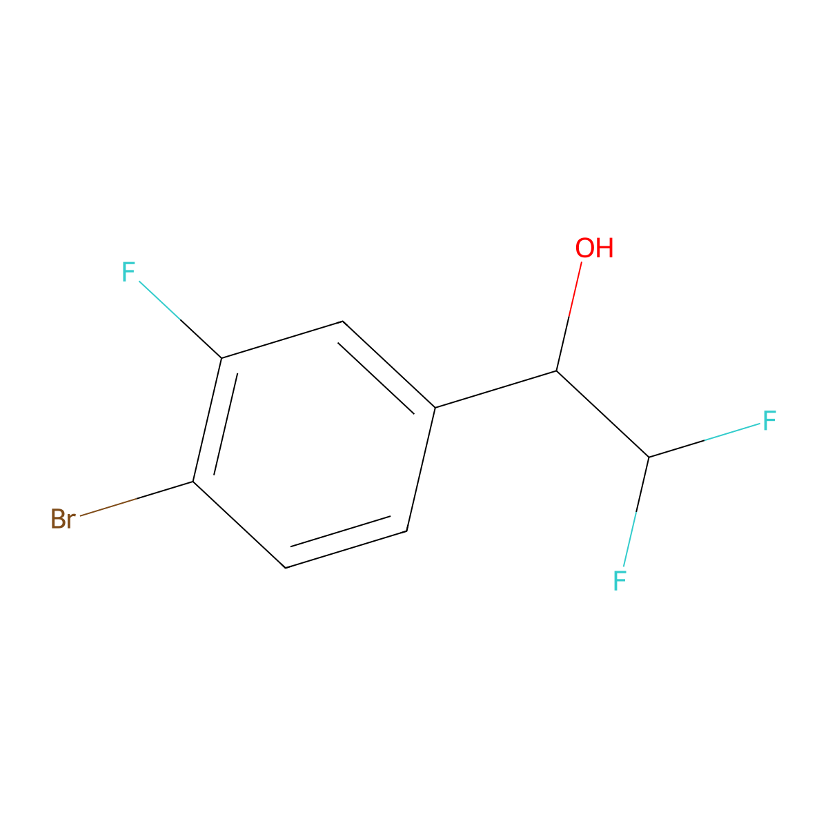 1-(4-Bromo-3-fluorophenyl)-2,2-difluoroethan-1-ol molecular structure, CAS 1500295-91-9