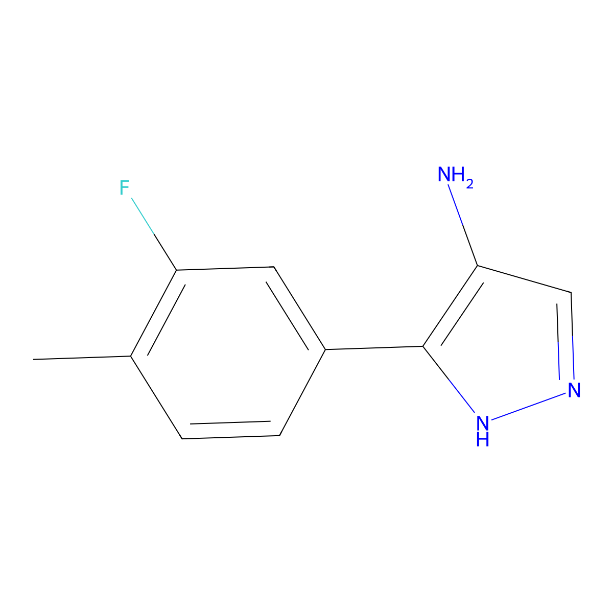 5-(3-fluoro-4-methylphenyl)-1H-pyrazol-4-amine molecular structure, CAS 1500296-14-9