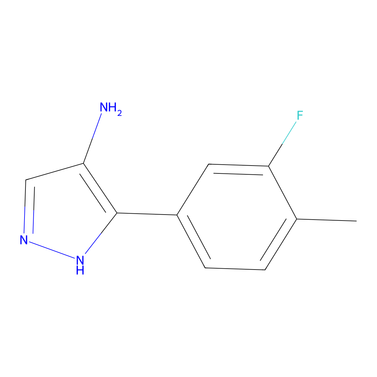 5-(3-fluoro-4-methylphenyl)-1H-pyrazol-4-amine molecular structure, CAS 1500296-14-9