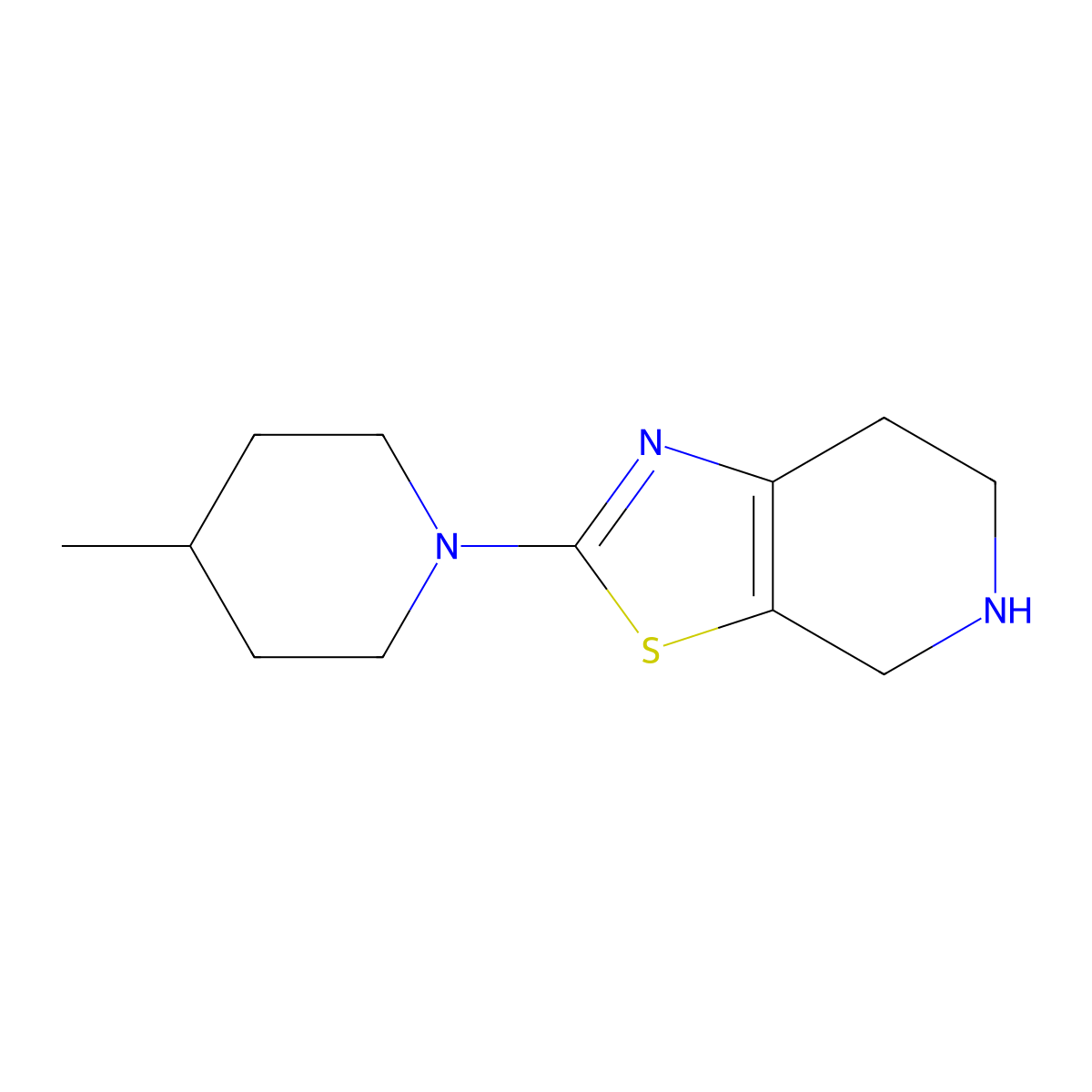 4-Methyl-1-{4H,5H,6H,7H-[1,3]thiazolo[5,4-c]pyridin-2-yl}piperidine molecular structure, CAS 1500303-85-4
