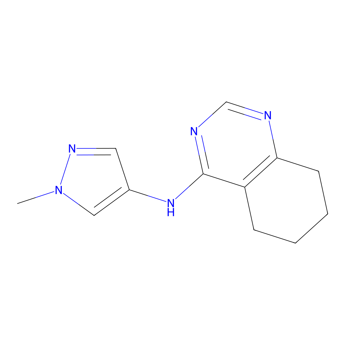 N-(1-methyl-1H-pyrazol-4-yl)-5,6,7,8-tetrahydroquinazolin-4-amine molecular structure, CAS 1500309-67-0