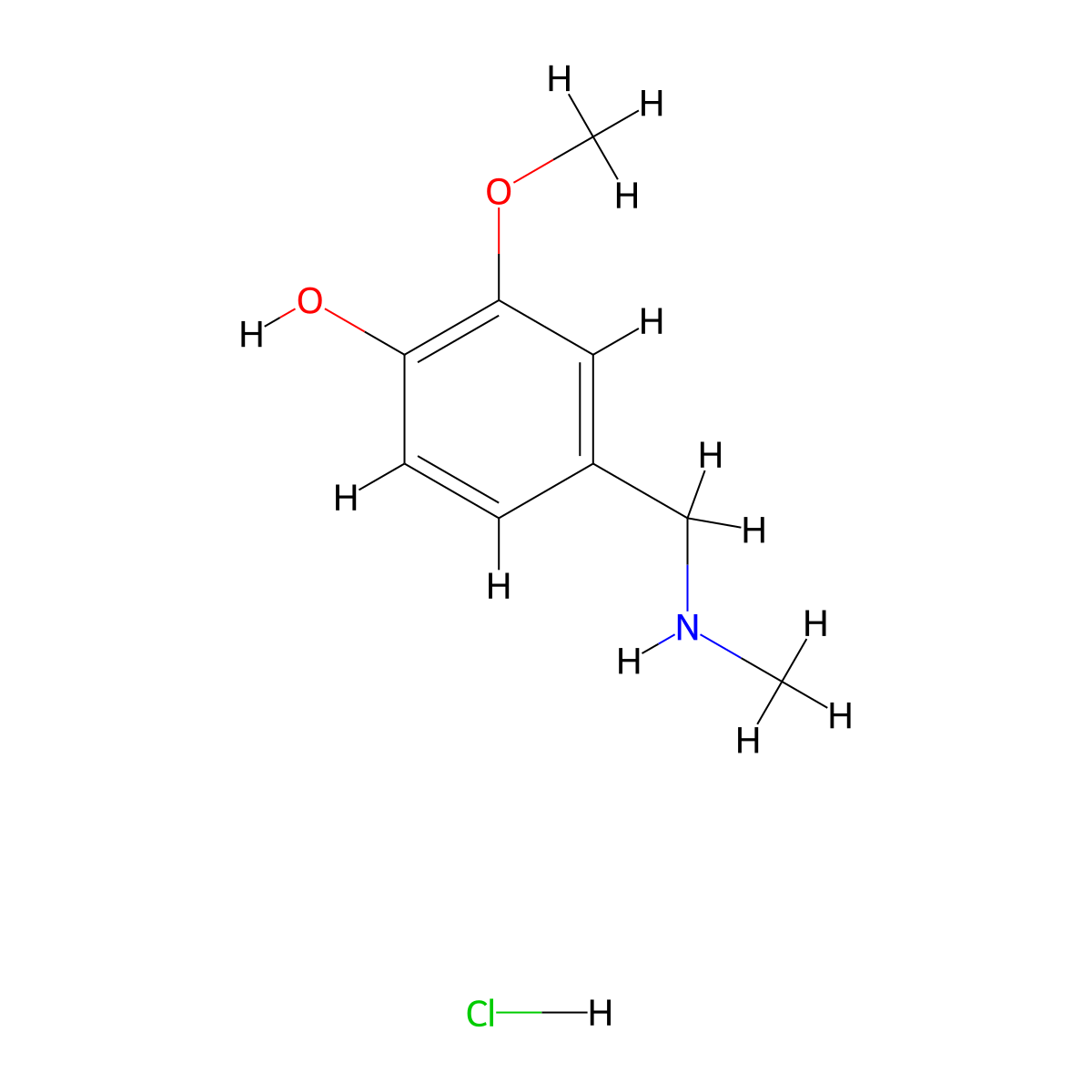2-Methoxy-4-((methylamino)methyl)phenol hydrochloride molecular structure, CAS 150031-65-5