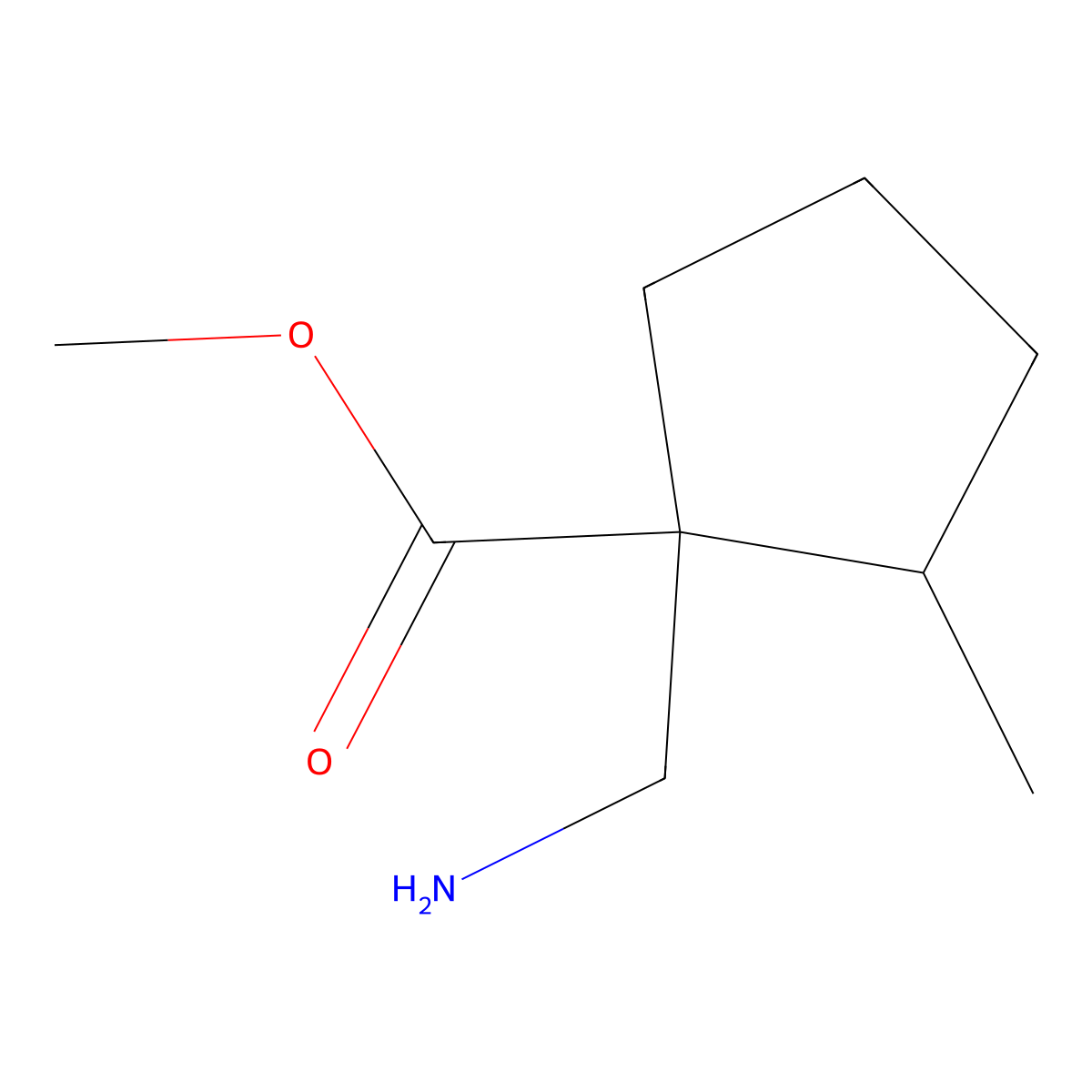 Methyl 1-(aminomethyl)-2-methylcyclopentane-1-carboxylate molecular structure, CAS 1500317-16-7