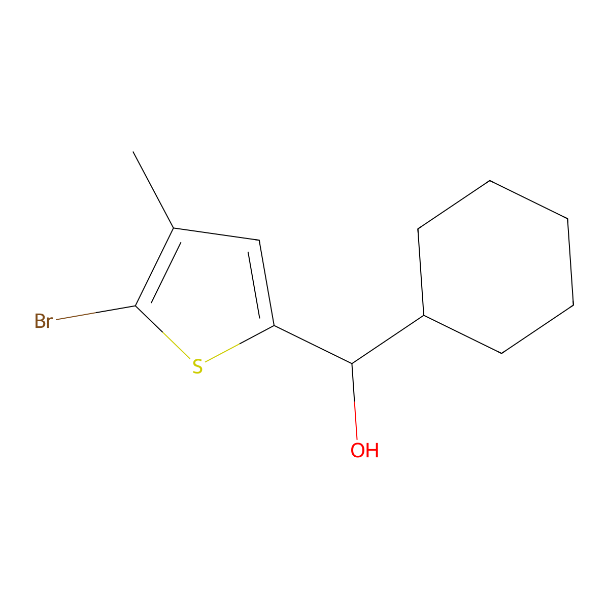 (5-Bromo-4-methylthiophen-2-yl)(cyclohexyl)methanol molecular structure, CAS 1500326-73-7