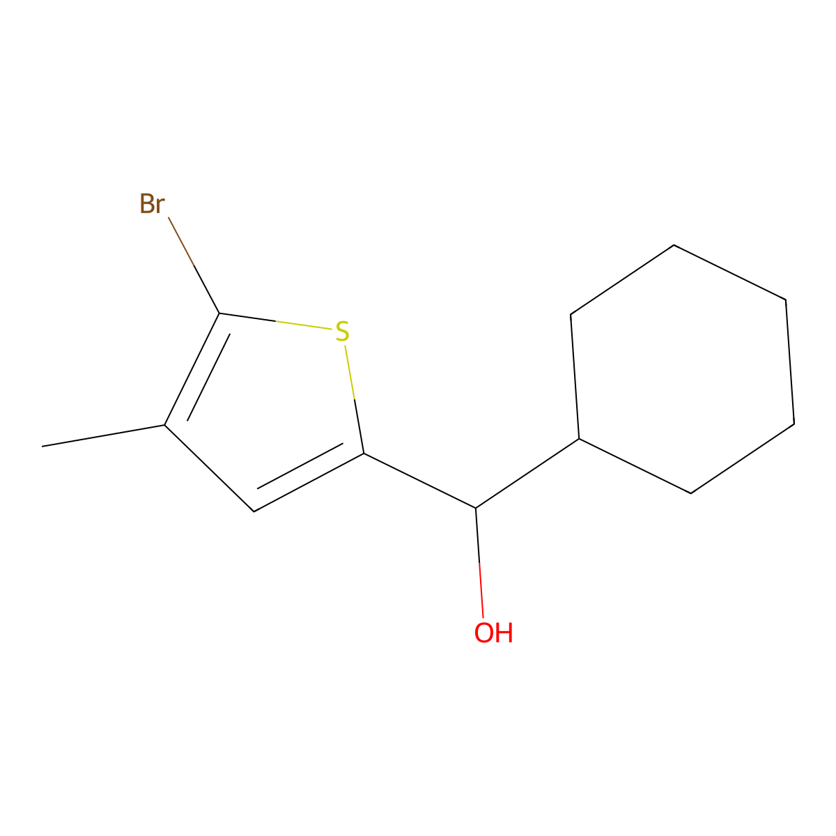 (5-Bromo-4-methylthiophen-2-yl)(cyclohexyl)methanol molecular structure, CAS 1500326-73-7