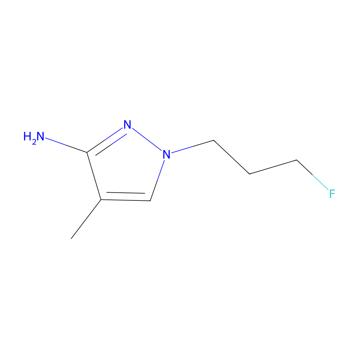 1-(3-fluoropropyl)-4-methyl-1H-pyrazol-3-amine molecular structure, CAS 1500329-36-1