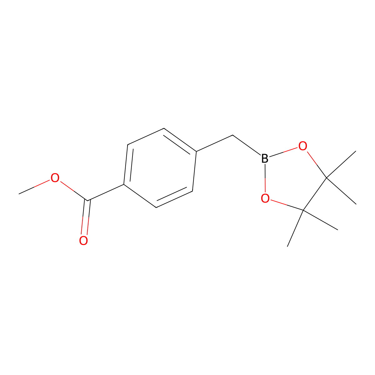 Methyl 4-((4,4,5,5-tetramethyl-1,3,2-dioxaborolan-2-yl)methyl)benzoate molecular structure, CAS 150033-80-0