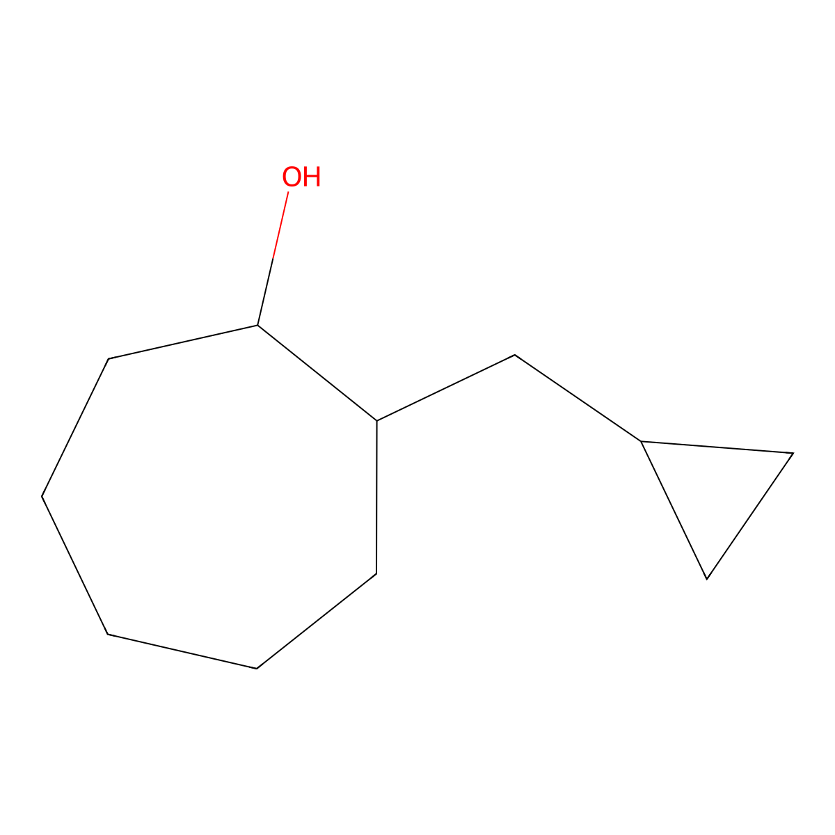 2-(Cyclopropylmethyl)cycloheptan-1-OL molecular structure, CAS 1500345-35-6