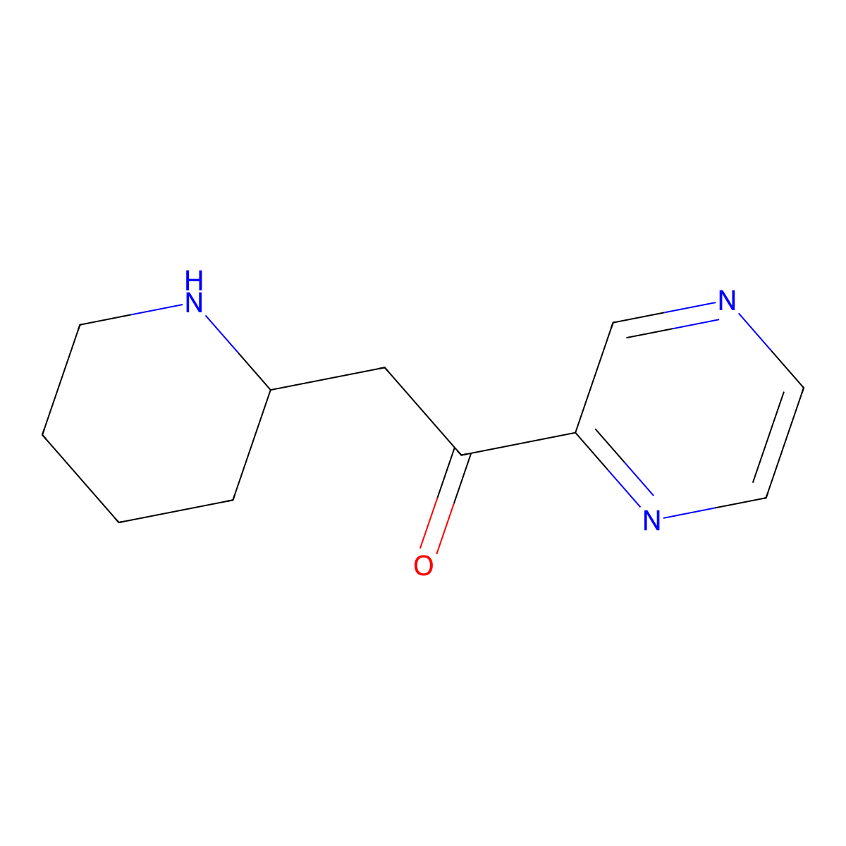 2-(Piperidin-2-YL)-1-(pyrazin-2-YL)ethan-1-one molecular structure, CAS 1500368-06-8