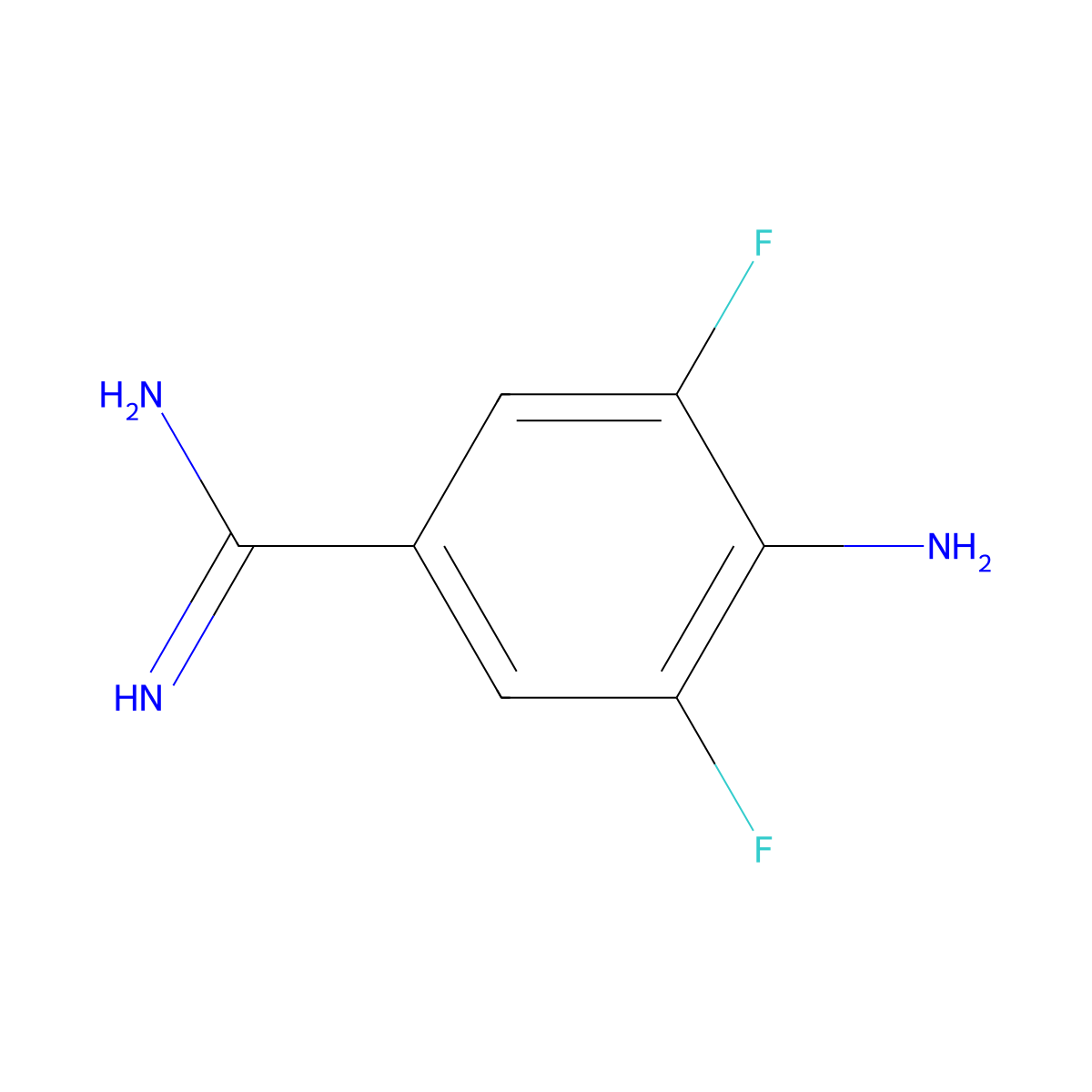 4-Amino-3,5-difluorobenzene-1-carboximidamide molecular structure, CAS 1500376-97-5