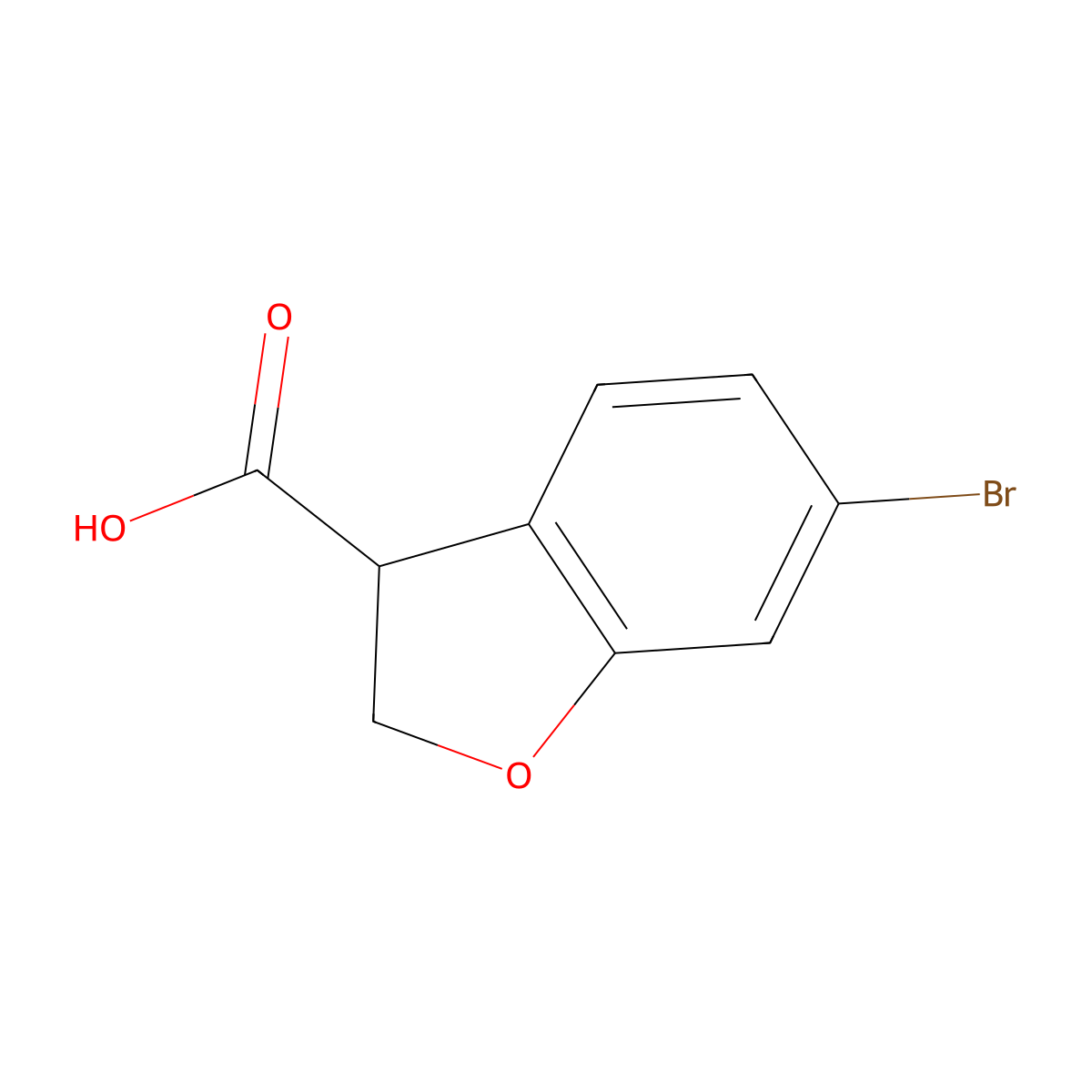 6-Bromo-2,3-dihydro-1-benzofuran-3-carboxylic acid molecular structure, CAS 1500380-74-4