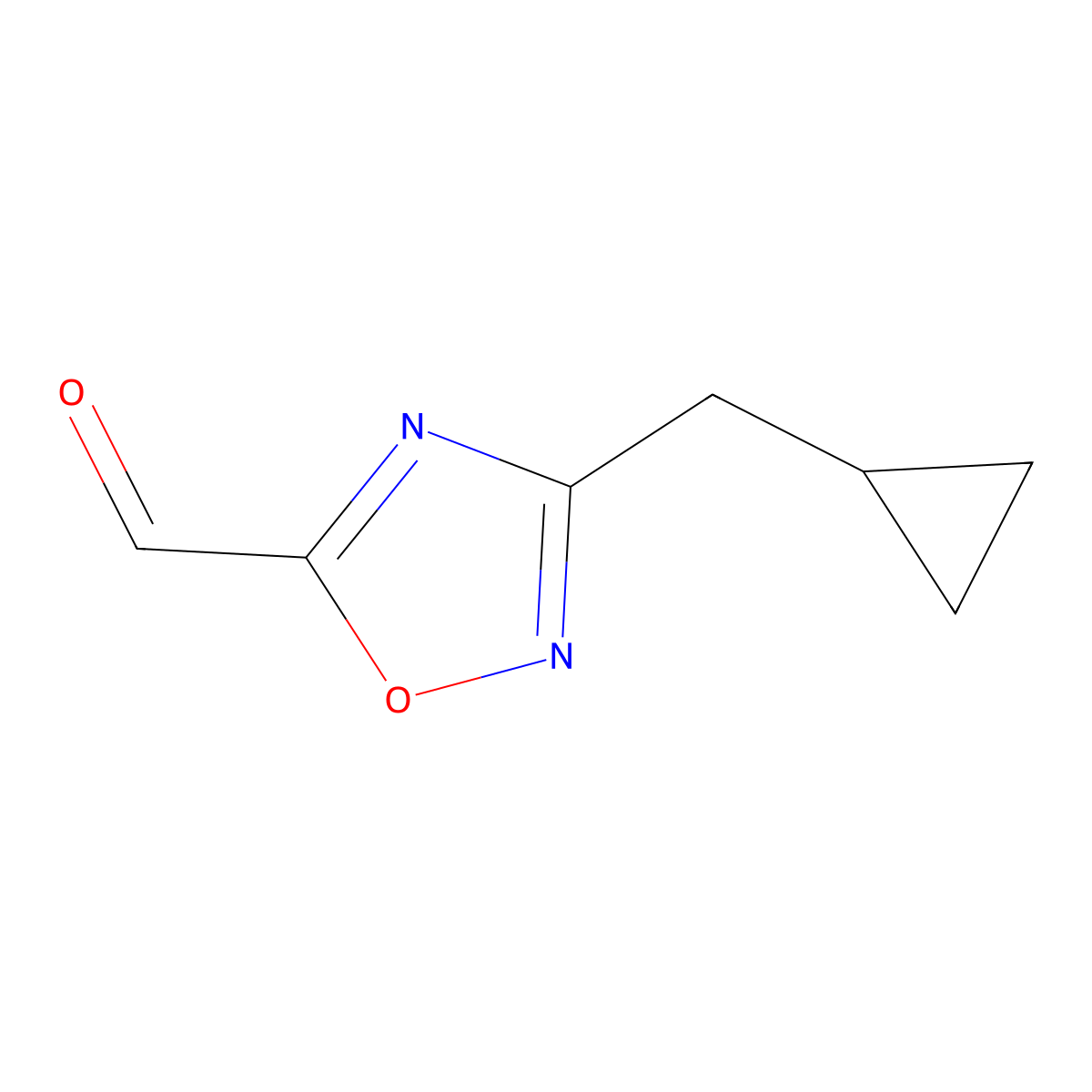 3-(Cyclopropylmethyl)-1,2,4-oxadiazole-5-carbaldehyde molecular structure, CAS 1500383-65-2