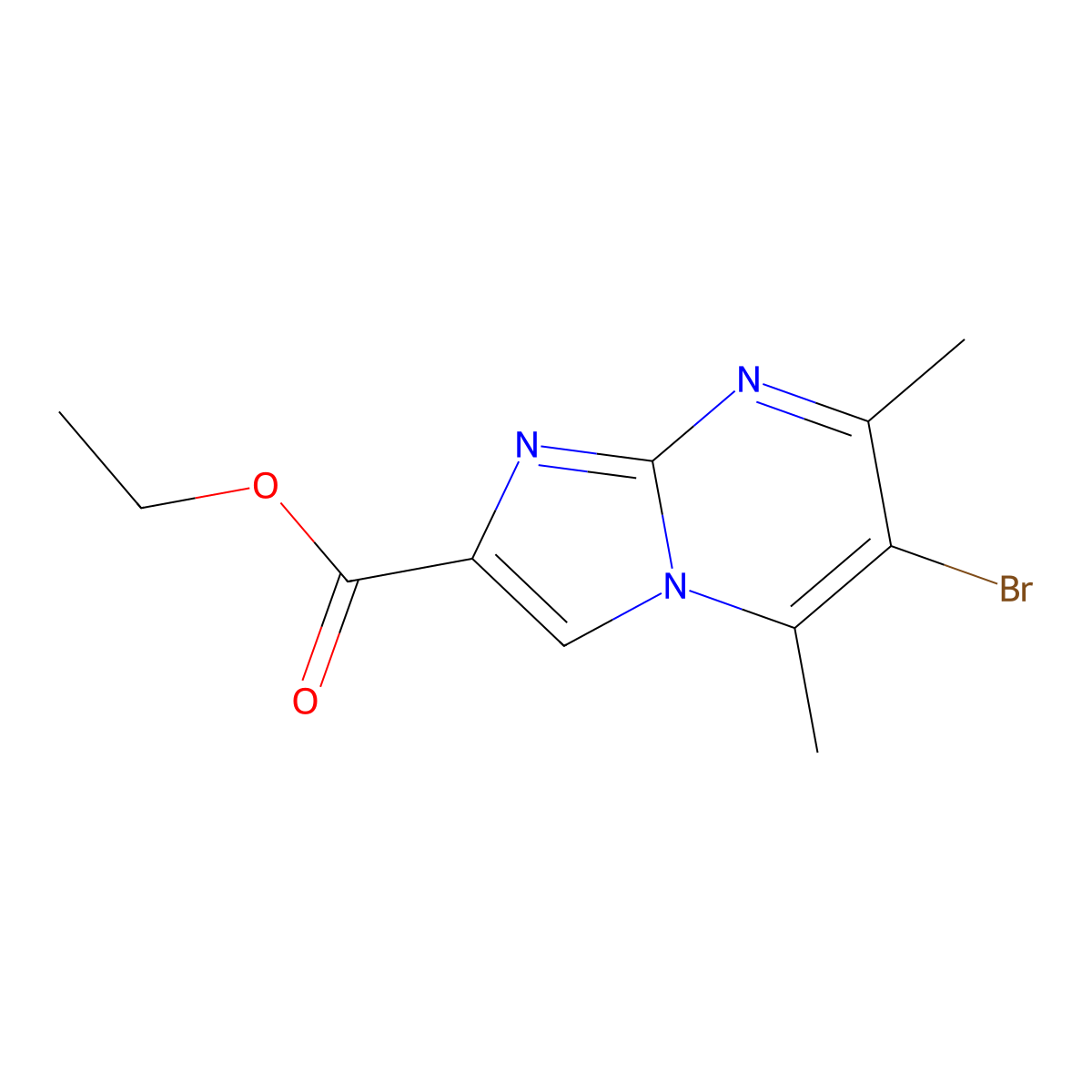 Ethyl 6-bromo-5,7-dimethylimidazo[1,2-A]pyrimidine-2-carboxylate molecular structure, CAS 1500385-93-2