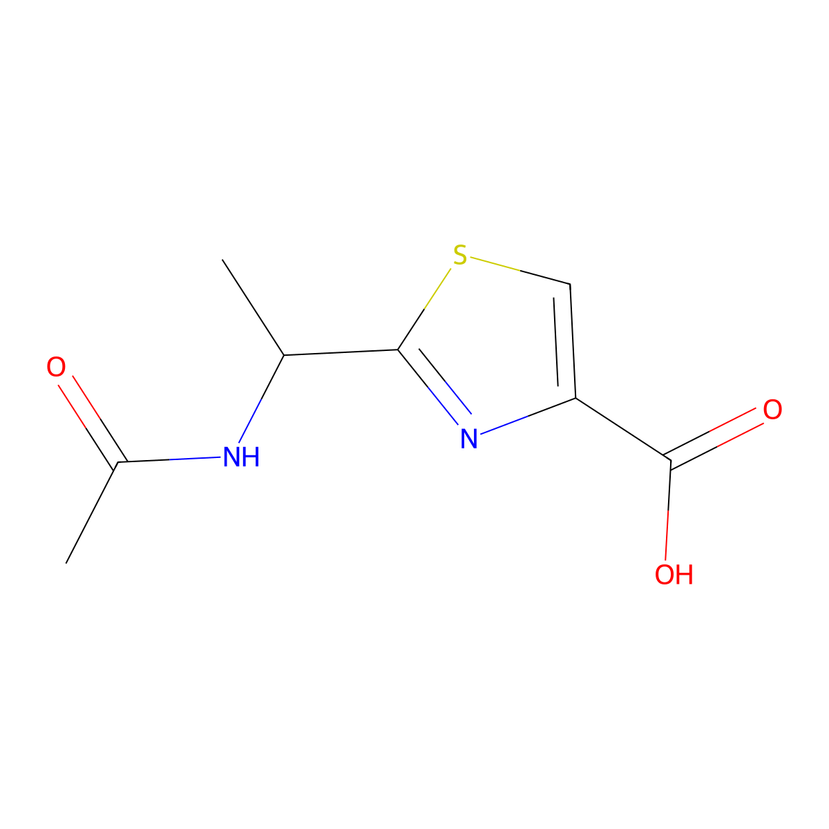 2-(1-Acetamidoethyl)-1,3-thiazole-4-carboxylic acid molecular structure, CAS 1500388-64-6