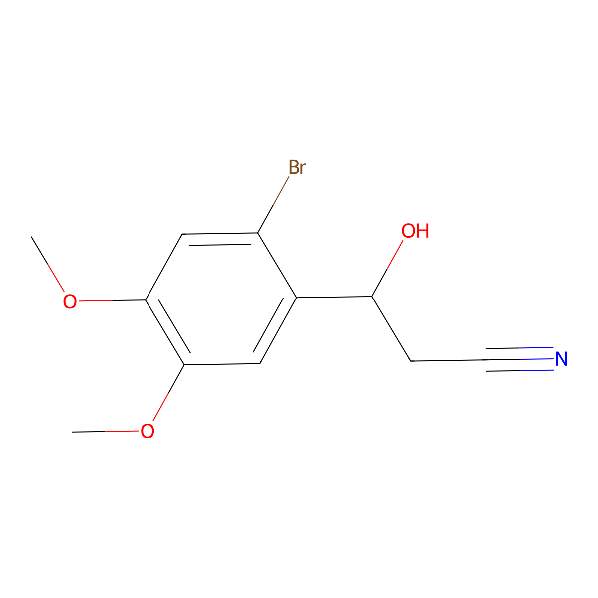 3-(2-Bromo-4,5-dimethoxyphenyl)-3-hydroxypropanenitrile molecular structure, CAS 1500391-24-1