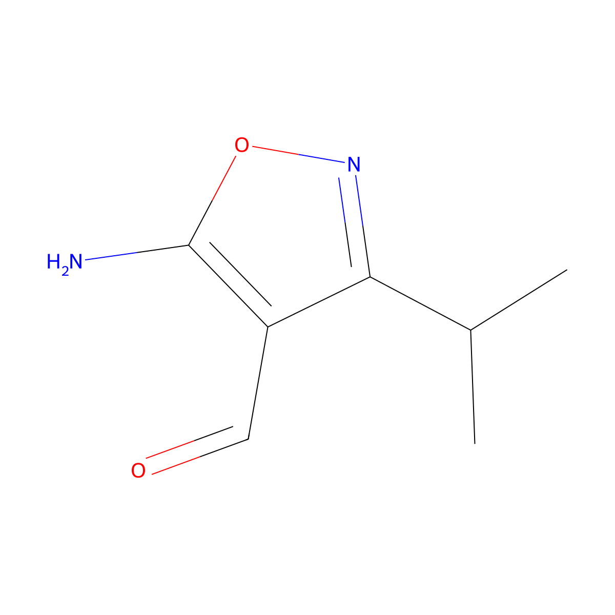 5-Amino-3-(propan-2-YL)-1,2-oxazole-4-carbaldehyde molecular structure, CAS 1500401-39-7