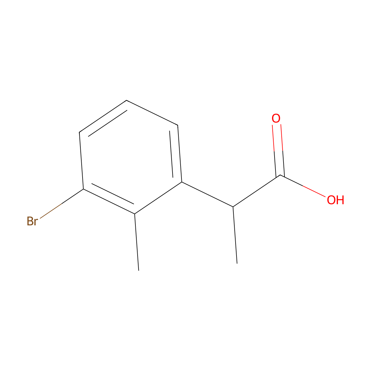 2-(3-Bromo-2-methylphenyl)propanoic acid molecular structure, CAS 1500417-81-1