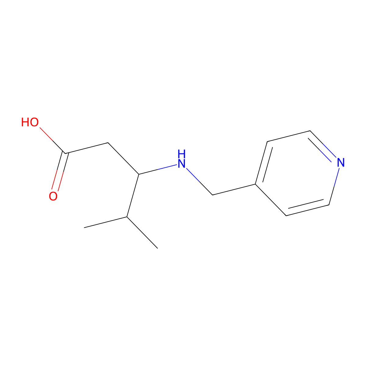 4-Methyl-3-{[(pyridin-4-yl)methyl]amino}pentanoic acid molecular structure, CAS 1500430-20-5