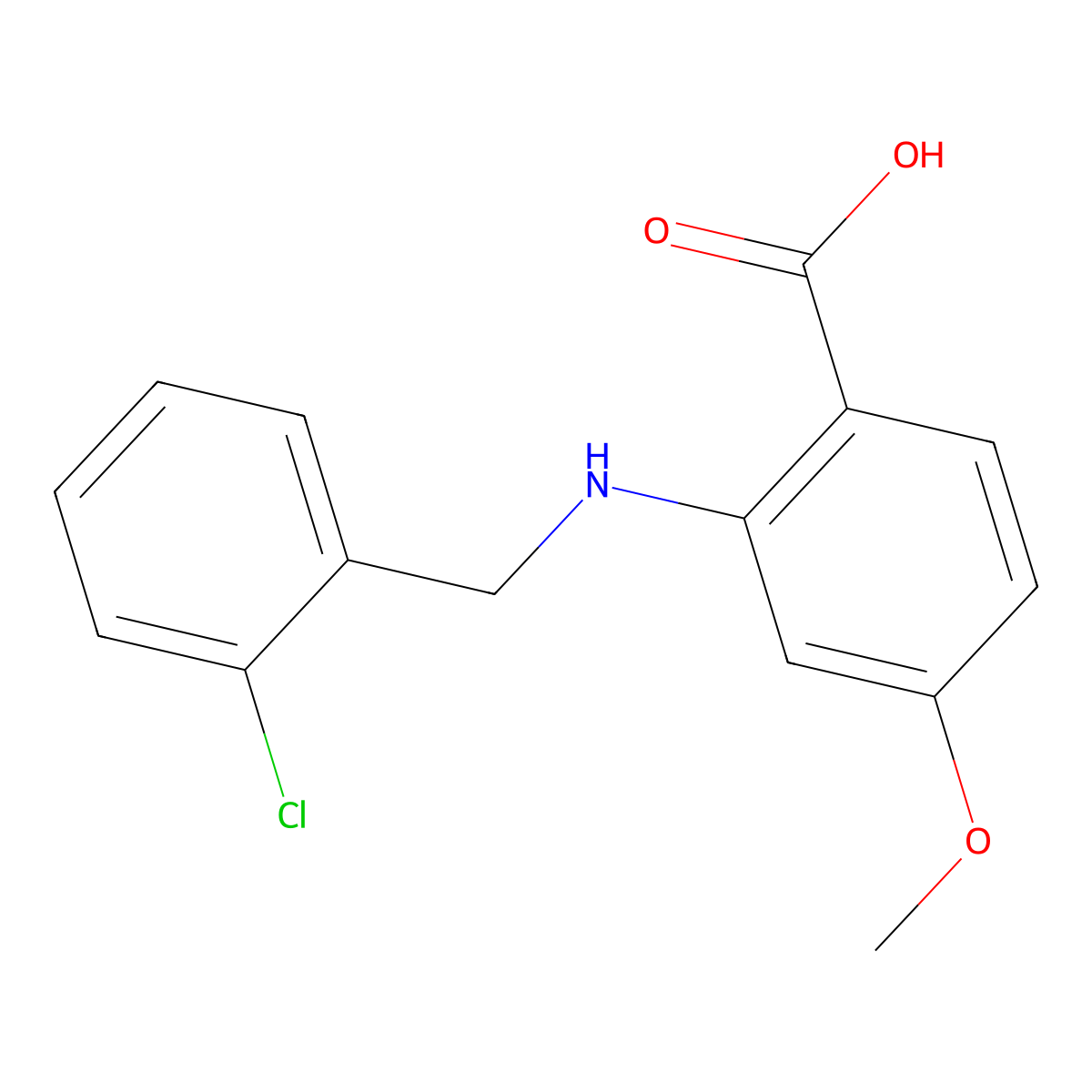 2-{[(2-Chlorophenyl)methyl]amino}-4-methoxybenzoic acid molecular structure, CAS 1500446-89-8