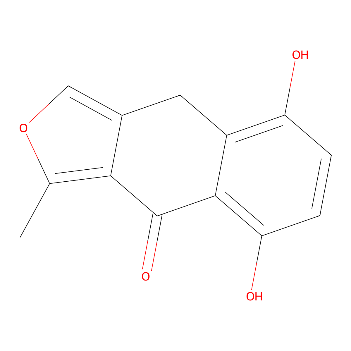 5,8-dihydroxy-3-methyl-4-(9H)-naphtho(2,3-c)furanone molecular structure, CAS 150045-18-4