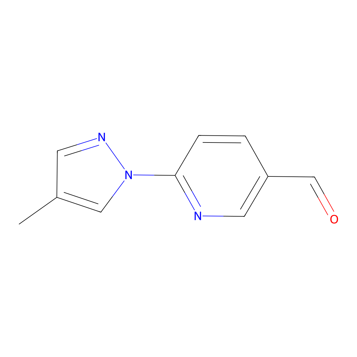 6-(4-methyl-1H-pyrazol-1-yl)pyridine-3-carbaldehyde molecular structure, CAS 1500464-61-8
