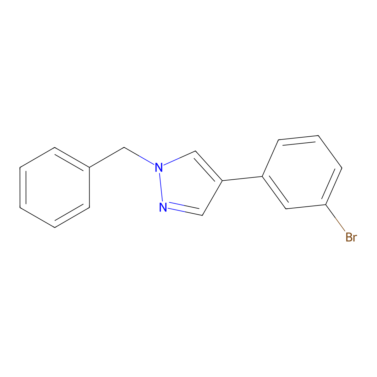 1-benzyl-4-(3-bromophenyl)-1H-pyrazole molecular structure, CAS 1500466-43-2