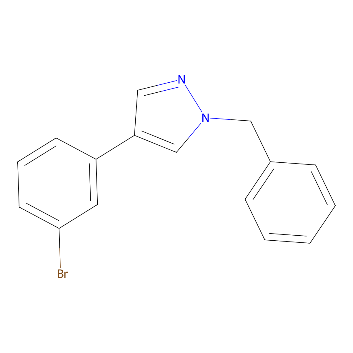 1-benzyl-4-(3-bromophenyl)-1H-pyrazole molecular structure, CAS 1500466-43-2