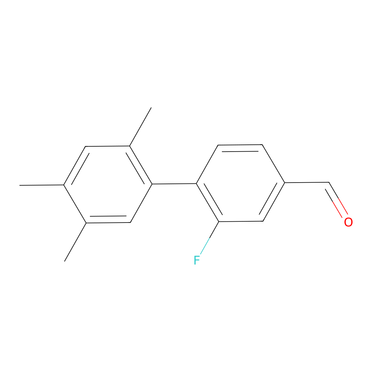 2-Fluoro-2',4',5'-trimethyl[1,1'-biphenyl]-4-carboxaldehyde molecular structure, CAS 1500470-89-2
