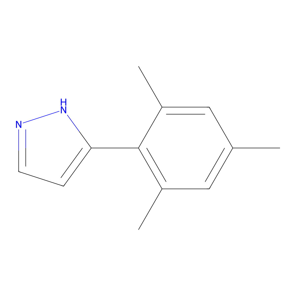 1H-Pyrazole, 3-(2,4,6-trimethylphenyl)- molecular structure, CAS 150050-03-6