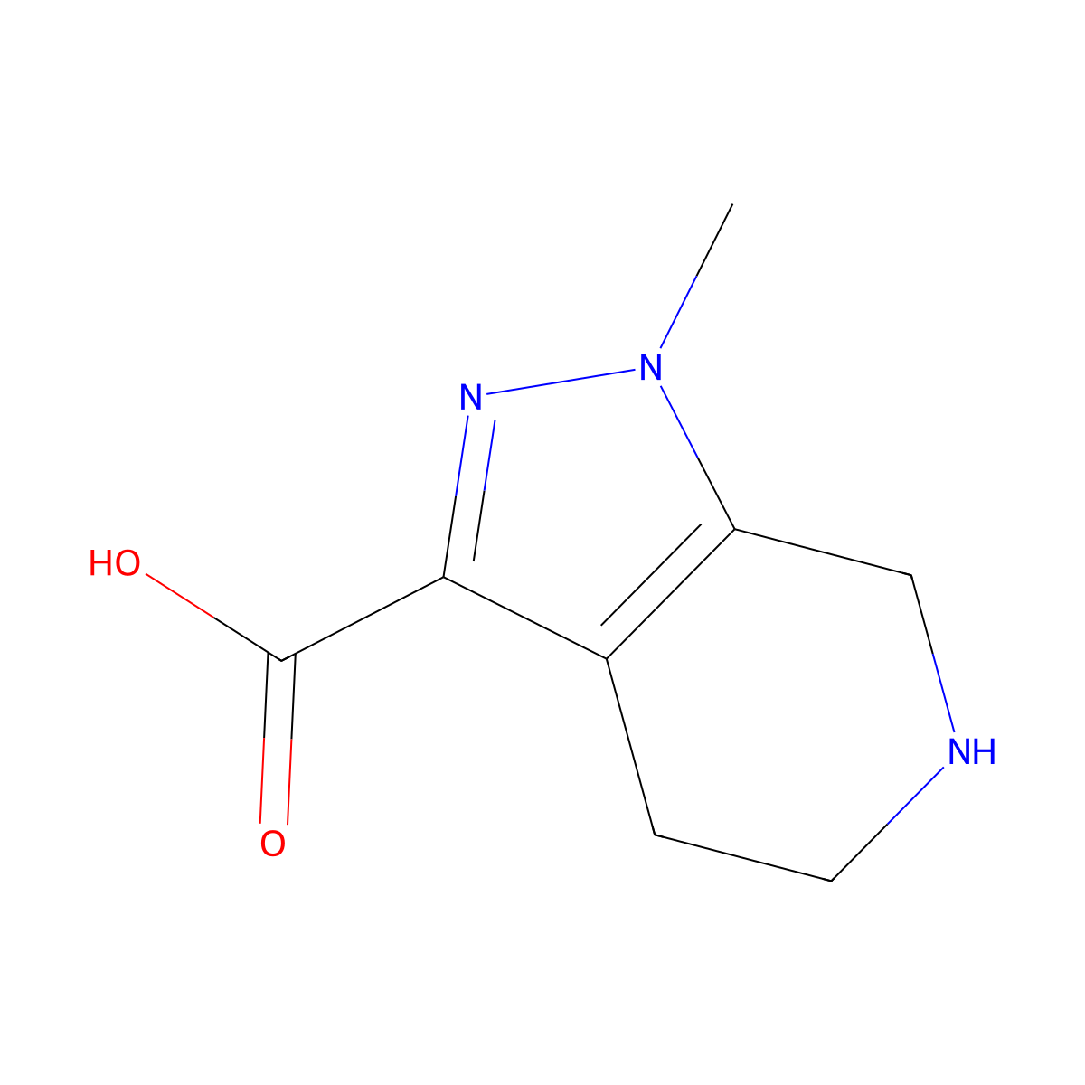 1-Methyl-1H,4H,5H,6H,7H-pyrazolo[3,4-c]pyridine-3-carboxylic acid molecular structure, CAS 1500518-05-7