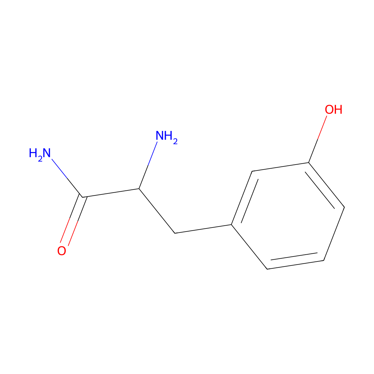 2-Amino-3-(3-hydroxyphenyl)propanamide molecular structure, CAS 1500527-92-3