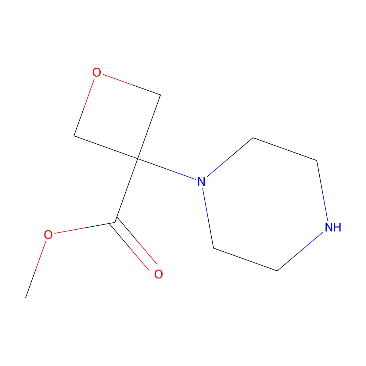 Methyl 3-(piperazin-1-yl)oxetane-3-carboxylate molecular structure, CAS 1500541-27-4