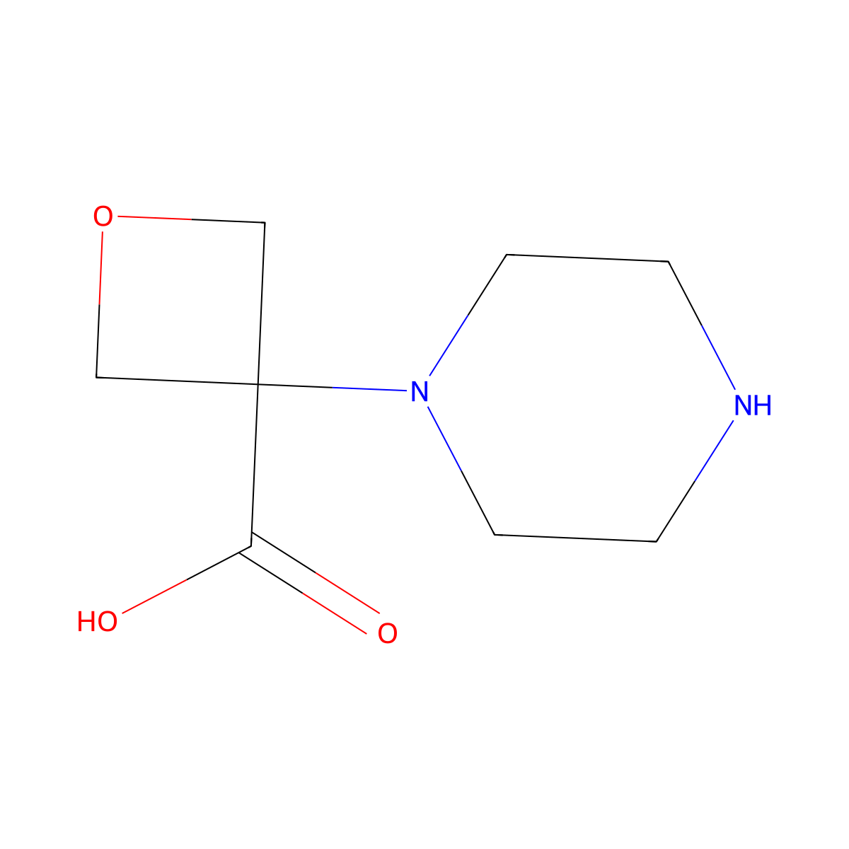 3-(Piperazin-1-yl)oxetane-3-carboxylic acid molecular structure, CAS 1500548-77-5