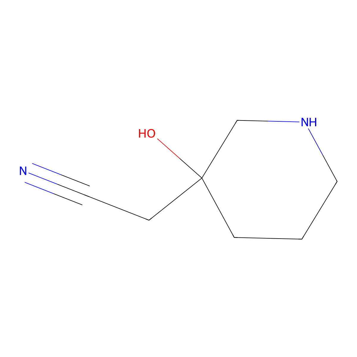 2-(3-Hydroxypiperidin-3-yl)acetonitrile molecular structure, CAS 1500551-35-8