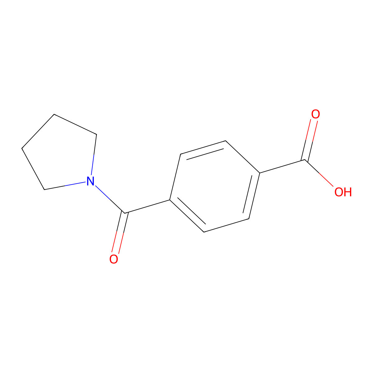 Benzoic acid, 4-(1-pyrrolidinylcarbonyl)- molecular structure, CAS 150057-97-9
