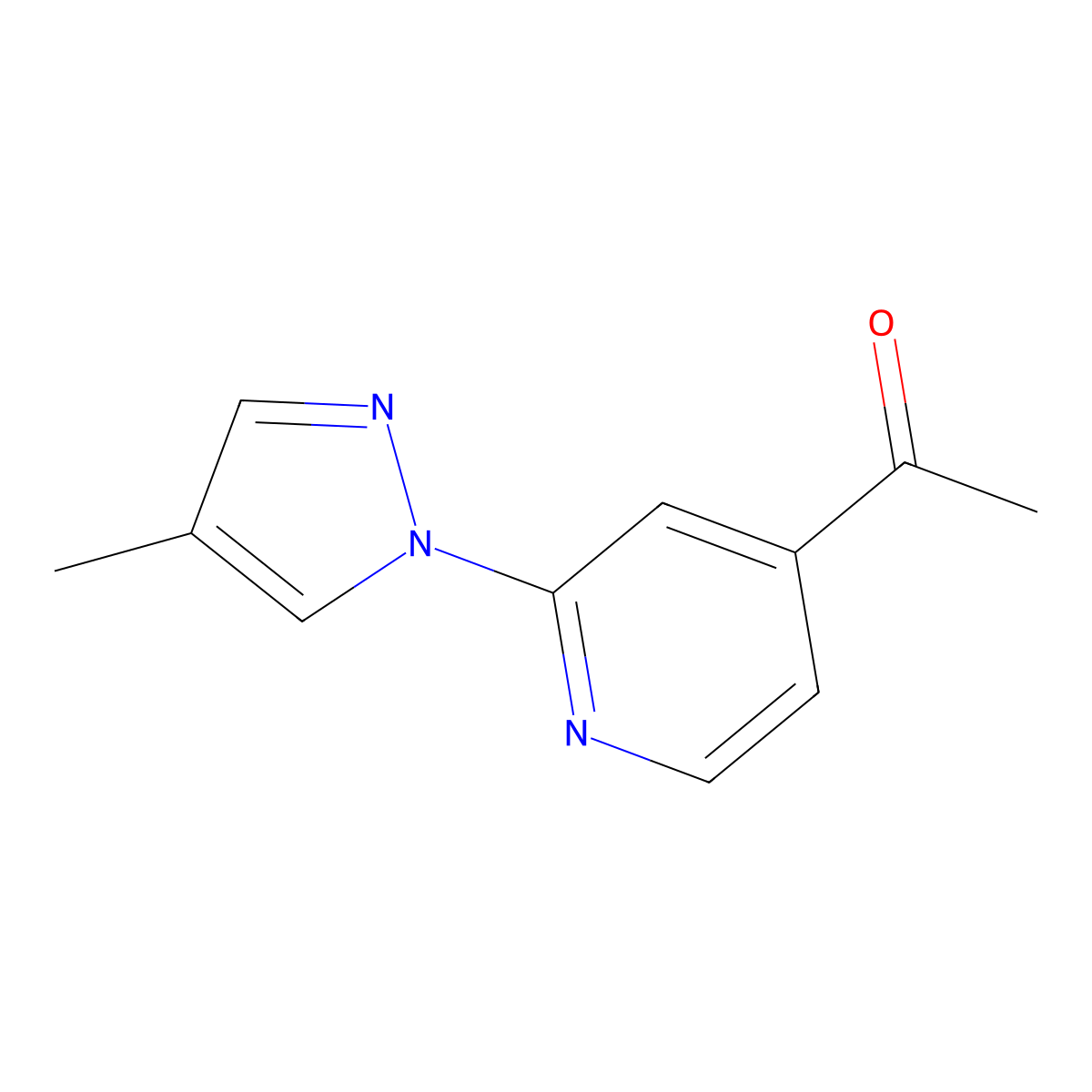 1-[2-(4-methyl-1H-pyrazol-1-yl)pyridin-4-yl]ethan-1-one molecular structure, CAS 1500574-76-4
