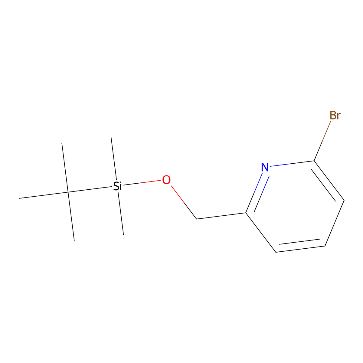 Pyridine, 2-bromo-6-[[[(1,1-dimethylethyl)dimethylsilyl]oxy]methyl]- molecular structure, CAS 150058-63-2